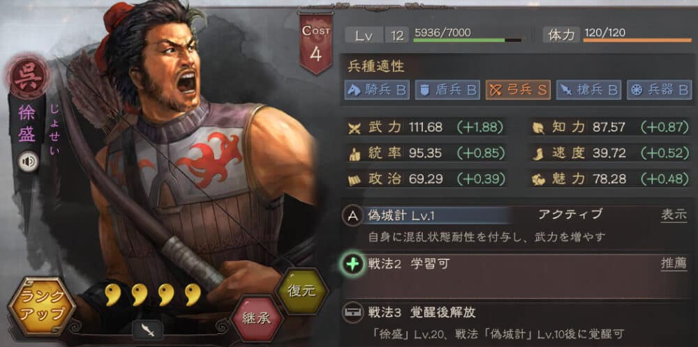 攻撃型ランキング5位:徐盛